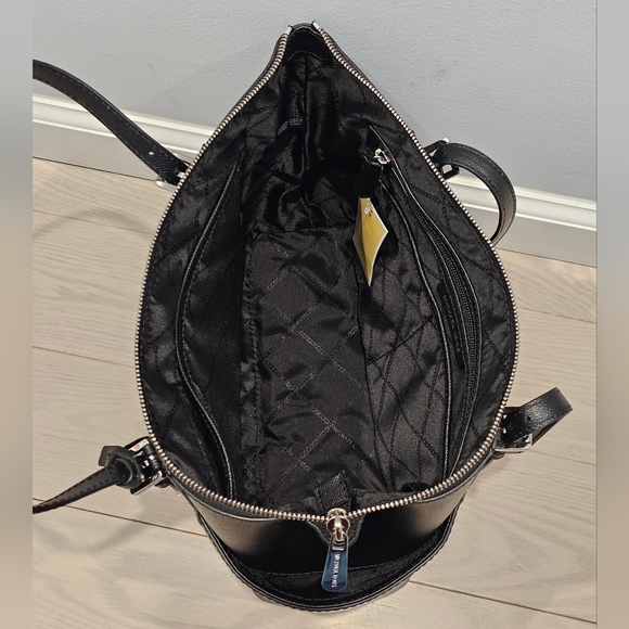 *NEW* Michael Kors Jet Set Saffiano Leather Top-Zip Tote Bag Bag (Black) - Picture 4 of 7